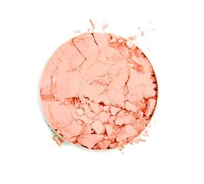 Round pink crashed powder for make up as sample of cosmetics product isolat.. Foto stock