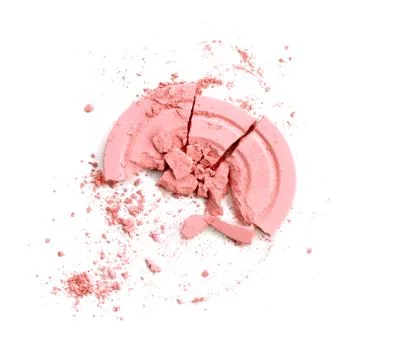 Round pink crashed powder for make up as sample of cosmetics product isolat.. Stock Photos