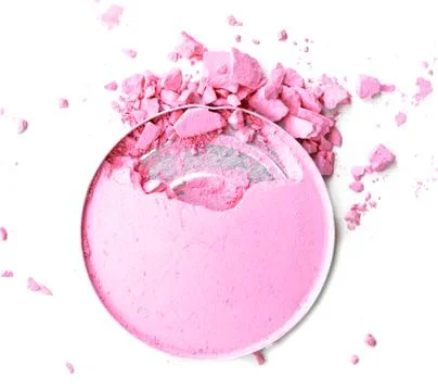 Round pink crashed powder for make up as sample of cosmetics product Stock Photos