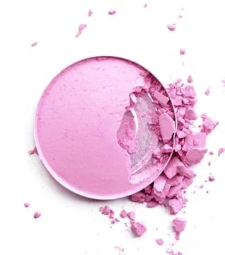 Round pink crashed powder for make up as sample of cosmetics product Stock Photos