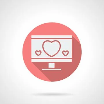 Round pink love chat flat vector icon Stock Illustration