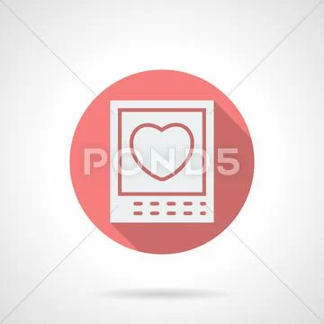 Round pink love photo flat vector icon Stock Illustration