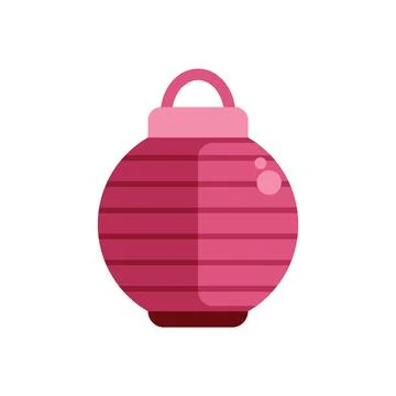 Round pink paper lantern hanging with metal handle Illustration