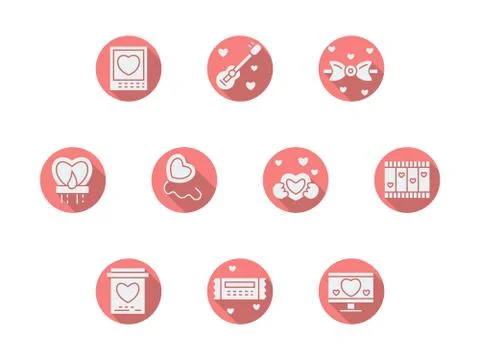 Round pink romance vector icons Stock Illustration