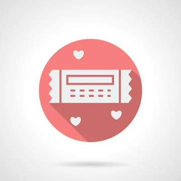 Round pink romantic coupon flat vector icon Illustrazione stock