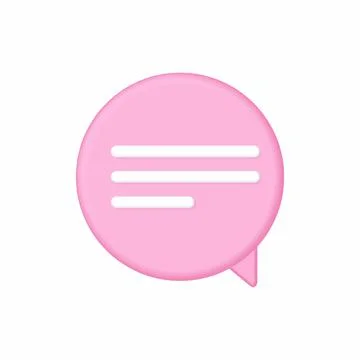 Round Pink Speech bubble with text. 3d vector icon, minimal style. 3d vector 스톡 일러스트
