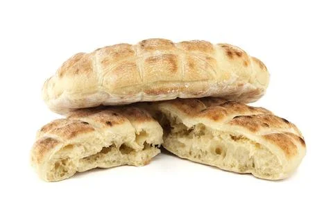 Round pita flat-bread on a white background Stack of round pita flat-bread... Stock-Fotos