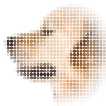Round pixel image of dog with white vignette Stock Illustration