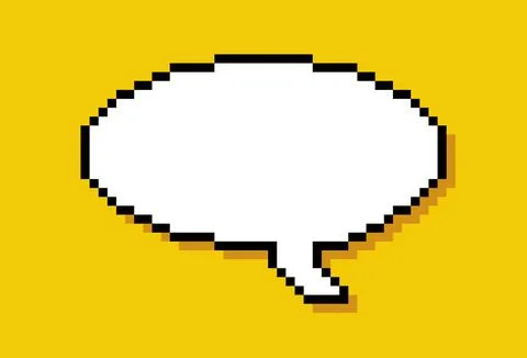 Round Pixelated Speech Bubble On Yellow Background Vector Stock Illustration