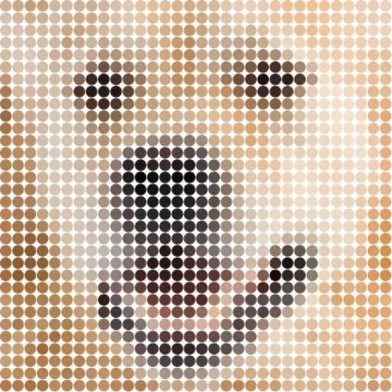 Round pixels image of a dog Stock Illustration
