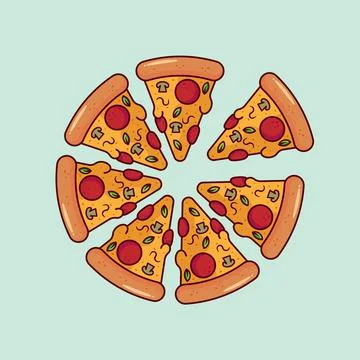 Round Pizza Stock Illustration