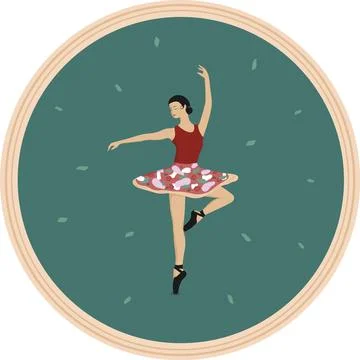 Round pizza plate design with dancing ballerina with skirt made from pizza... Stock Illustration