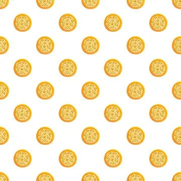 Round pizza seamless pattern on white background 库存插图