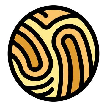 Round planet icon with abstract surface pattern showing colorful wavy lines Stock Illustration