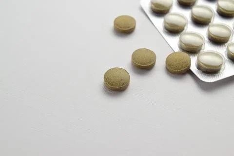 Round plant-based tablets Stock Photos