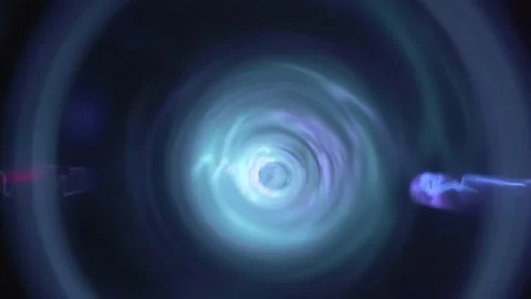 Round plasma laser flashes and fast rotation storm movement as abstract neon Stock Footage 155711737