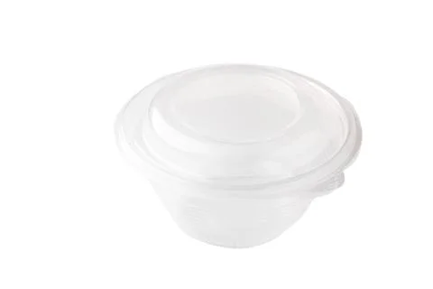 Round plastic container on a white background, food packaging Foto stock