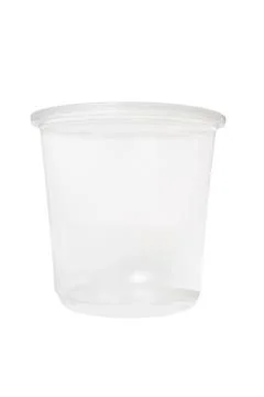 Round plastic container with white background Stock Photos
