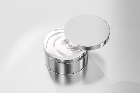 Round Plastic Cream jar mockup, metallic skincare cylindrical Container Stock Illustration