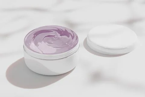 Round Plastic Cream jar mockup, opaque white skincare cylindrical Container.. Stock Illustration
