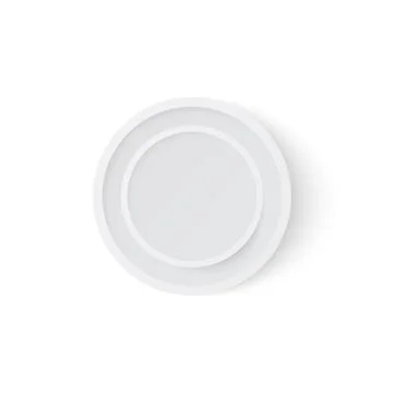 Round plastic lid or cap from cream cheese container, realistic vector Stock Illustration