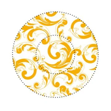 Round plate with orange elegant pattern Illustrazione stock