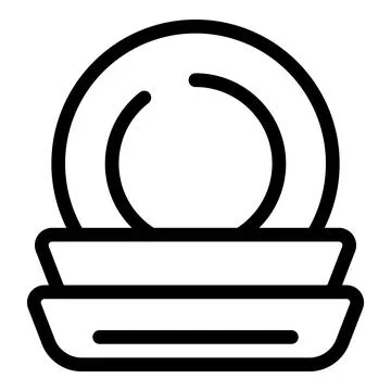 Round plates icon outline vector. Dinner serving ware Illustrazione stock