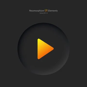 Round play button on a black background. User interface elements in the style of Stock Illustration