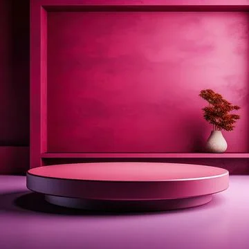Round podium , Empty Magenta wall with beautiful chiaroscuro. Elegant minim.. Stock Illustration