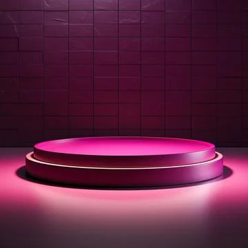 Round podium , Empty Magenta wall with beautiful chiaroscuro. Elegant minim.. Stock Illustration