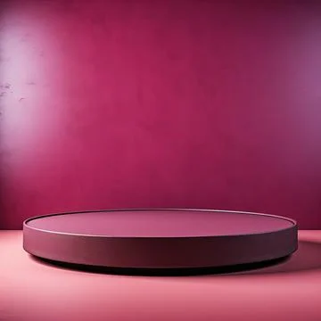 Round podium , Empty Magenta wall with beautiful chiaroscuro. Elegant minim.. Stock Illustration