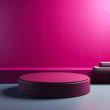 Round podium , Empty Magenta wall with beautiful chiaroscuro. Elegant minim.. Stock Illustration