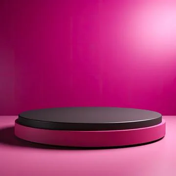 Round podium , Empty Magenta wall with beautiful chiaroscuro. Elegant minim.. Stock Illustration