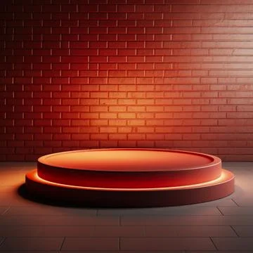 Round podium, Empty Red wall , Elegant minimalist background for product pr.. Stock Illustration