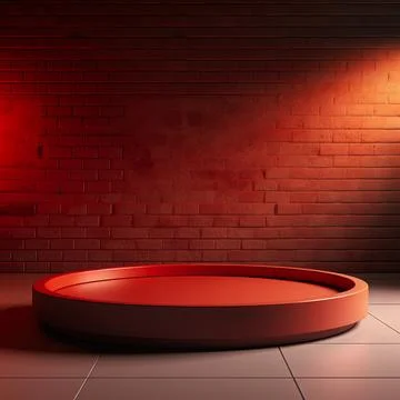 Round podium, Empty Red wall , Elegant minimalist background for product pr.. Stock Illustration