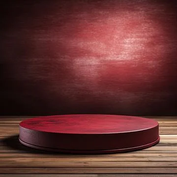 Round podium, Empty Red wall , Elegant minimalist background for product pr.. Stock Illustration