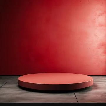 Round podium, Empty Red wall , Elegant minimalist background for product pr.. Stock Illustration