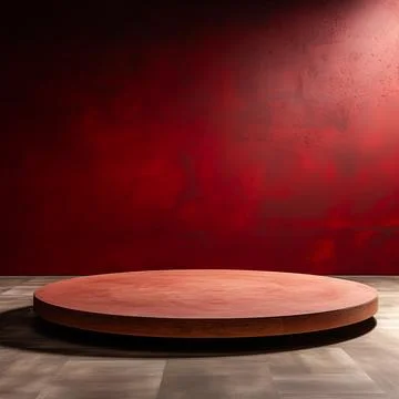 Round podium, Empty Red wall , Elegant minimalist background for product pr.. Stock Illustration