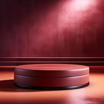 Round podium, Empty Red wall , Elegant minimalist background for product pr.. Stock Illustration