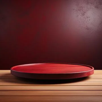 Round podium, Empty Red wall , Elegant minimalist background for product pr.. Stock Illustration