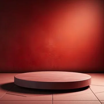 Round podium, Empty Red wall , Elegant minimalist background for product pr.. Stock Illustration