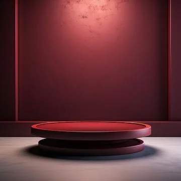 Round podium, Empty Red wall , Elegant minimalist background for product pr.. Stock Illustration