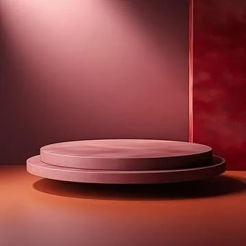 Round podium, Empty Red wall , Elegant minimalist background for product pr.. Stock Illustration