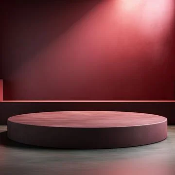 Round podium, Empty Red wall , Elegant minimalist background for product pr.. Stock Illustration