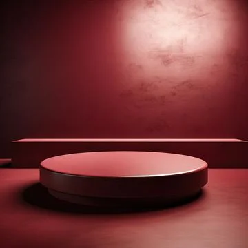Round podium, Empty Red wall , Elegant minimalist background for product pr.. Stock Illustration