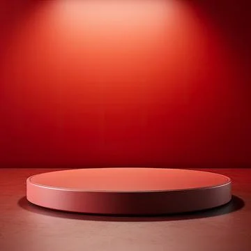 Round podium, Empty Red wall , Elegant minimalist background for product pr.. Stock Illustration