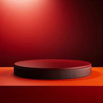Round podium, Empty Red wall , Elegant minimalist background for product pr.. Stock Illustration