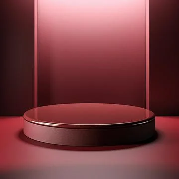 Round podium, Empty Red wall , Elegant minimalist background for product pr.. Stock Illustration