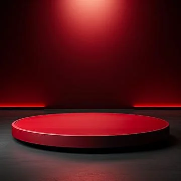 Round podium, Empty Red wall , Elegant minimalist background for product pr.. Stock Illustration
