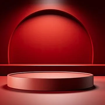 Round podium, Empty Red wall , Elegant minimalist background for product pr.. Stock Illustration